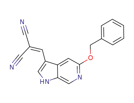 Molecular Structure of 771566-03-1 (2-(5-benzyloxy-1<i>H</i>-pyrrolo[2,3-<i>c</i>]pyridin-3-ylmethylene)-malononitrile)