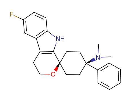 Spiro[cyclohexane-1,1'(3'H)-pyrano[3,4-b]indol]-4-aMine, 6'-fluoro-4',9'-dihydro-N,N-diMethyl-4-phenyl-, cis- (9CI)