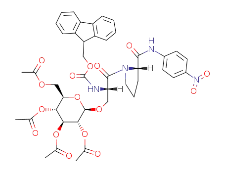 Acetic acid (2R,3R,4S,5R,6R)-4,5-diacetoxy-6-acetoxymethyl-2-{(S)-2-(9H-fluoren-9-ylmethoxycarbonylamino)-3-[(S)-2-(4-nitro-phenylcarbamoyl)-pyrrolidin-1-yl]-3-oxo-propoxy}-tetrahydro-pyran-3-yl ester