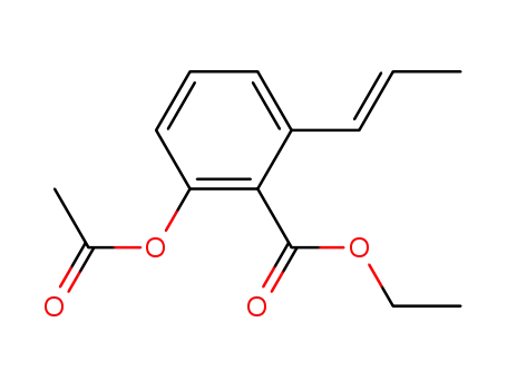 Benzoic acid, 2-(acetyloxy)-6-(1-propenyl)-, ethyl ester, (E)-