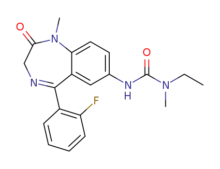 Molecular Structure of 74858-69-8 (1-ethyl-3-[6-(2-fluorophenyl)-2-methyl-3-oxo-2,5-diazabicyclo[5.4.0]un deca-5,8,10,12-tetraen-9-yl]-1-methyl-urea)