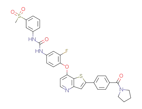 1-(3-fluoro-4-(2-(4-(pyrrolidine-1-carbonyl)phenyl)thieno[3,2-b]pyridin-7-yloxy)phenyl)-3-(3-(methylsulfonyl)phenyl)urea
