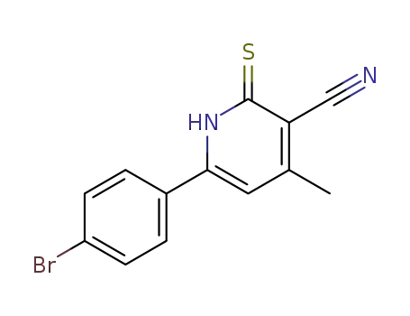 Molecular Structure of 109273-53-2 (3-Pyridinecarbonitrile,
6-(4-bromophenyl)-1,2-dihydro-4-methyl-2-thioxo-)