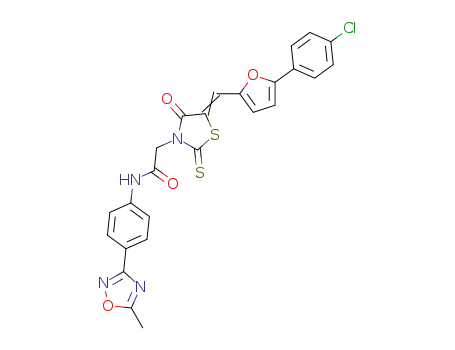 2-(5-((5-(4-chlorophenyl)furan-2-yl)methylene)-4-oxo-2-thioxothiazolidin-3-yl)-N-(4-(5-methyl-1,2,4-oxadiazol-3-yl)phenyl)acetamide