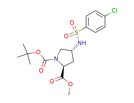 Molecular Structure of 121148-04-7 (1-tert-butyl 2-methyl (2S,4R)-4-(((4-chlorophenyl)sulfonyl)amino)-1,2-pyrrolidinedicarboxylate)