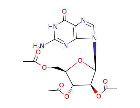 Molecular Structure of 74491-89-7 (9-(2',3',5'-tri-O-acetyl-β-D-arabinofuranosyl)guanine)