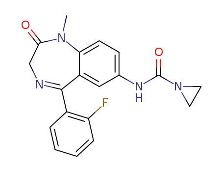 Molecular Structure of 74858-70-1 (N-[5-(2-fluorophenyl)-1-methyl-2-oxo-2,3-dihydro-1H-1,4-benzodiazepin-7-yl]aziridine-1-carboxamide)
