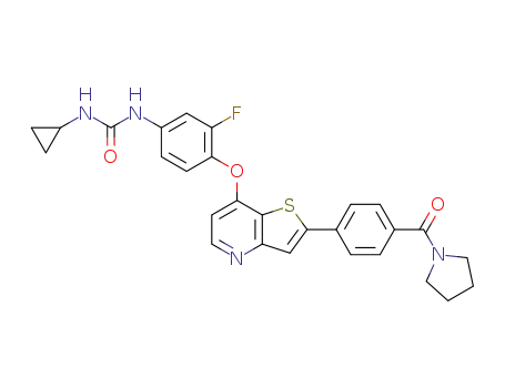 1-cyclopropyl-3-(3-fluoro-4-(2-(4-(pyrrolidine-1-carbonyl)phenyl)thieno[3,2-b]pyridin-7-yloxy)phenyl)urea