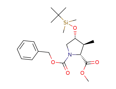 Molecular Structure of 1367552-64-4 ((2R,3S,4R)-1-benzyl 2-methyl 4-((tert-butyldimethylsilyl)oxy)-3-methylpyrrolidine-1,2-dicarboxylate)