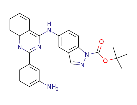 Molecular Structure of 911417-28-2 (tert-butyl 5-(2-(3-aminophenyl)quinazolin-4-ylamino)-1H-indazole-1-carboxylate)