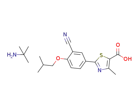 Molecular Structure of 1350352-72-5 (2-[3-cyano-4-(2-methylpropoxy)phenyl]-4-methylthiazole-5-carboxylic acid tert-butylamine)