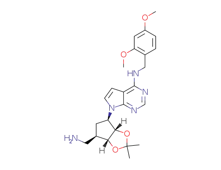 7-((3aS,4R,6R,6aR)-6-(aminomethyl)-2,2-dimethyltetrahydro-3aH-cyclopenta[d][1,3]dioxol-4-yl)-N-(2,4-dimethoxybenzyl)-7H-pyrrolo[2,3-d]pyrimidin-4-amine