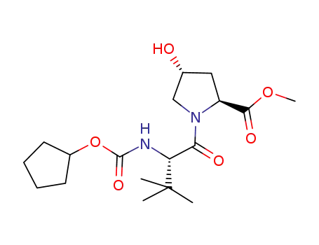 Molecular Structure of 877069-24-4 (L-Proline, N-[(cyclopentyloxy)carbonyl]-3-methyl-L-valyl-4-hydroxy-,
methyl ester, (4R)-)