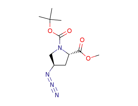 Molecular Structure of 121147-97-5 ((2S-trans)-4-Azido-1,2-pyrrolidinedicarboxylic Acid 1-(1,1-DiMethylethyl) 2-Methyl Ester)