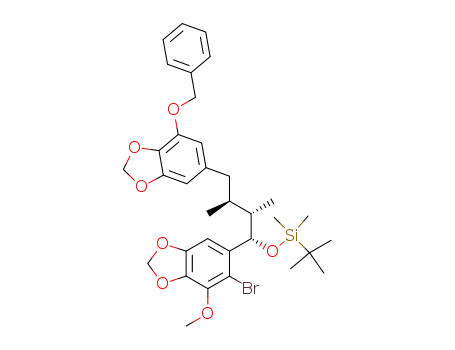 ((1S,2S,3S)-4-(4-(benzyloxy)benzo[d][1,3]dioxol-6-yl)-1-(5-bromo-4-methoxybenzo[d][1,3]dioxol-6-yl)-2,3-dimethylbutoxy)(tert-butyl)dimethylsilane