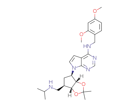 N-(2,4-dimethoxybenzyl)-7-((3aS,4R,6R,6aR)-6-((isopropylamino)methyl)-2,2-dimethyltetrahydro-3aH-cyclopenta[d][1,3]dioxol-4-yl)-7H-pyrrolo[2,3-d]pyrimidin-4-amine