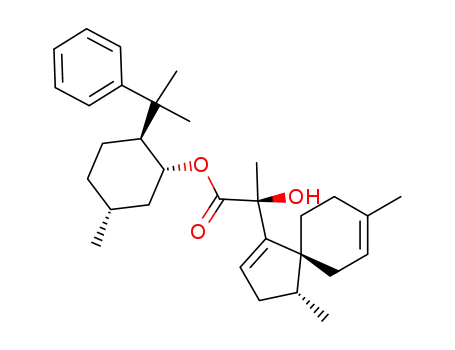 Molecular Structure of 306292-47-7 ((S)-2-((4R,5S)-4,8-Dimethyl-spiro[4.5]deca-1,7-dien-1-yl)-2-hydroxy-propionic acid (1R,2S,5R)-5-methyl-2-(1-methyl-1-phenyl-ethyl)-cyclohexyl ester)