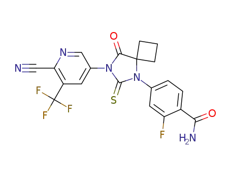 Molecular Structure of 1332391-11-3 (4-[6-[6-cyano-5-(trifluoromethyl)-3-pyridyl]-5-oxo-7-thioxo-6,8-diazaspiro[3.4]octan-8-yl]-2-fluorobenzamide)