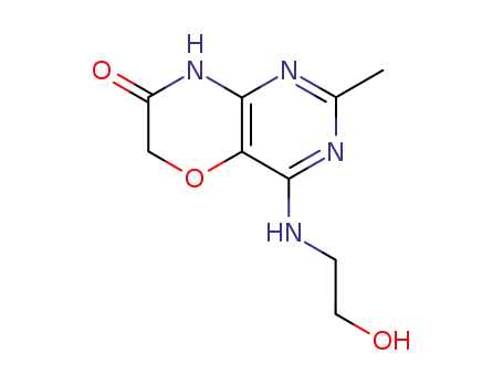 Molecular Structure of 110858-76-9 (4-(2-hydroxyethylamino)-2-methyl-6,7-dihydropyrimido<5,4-b><1,4>oxazin-7(8H)-one)
