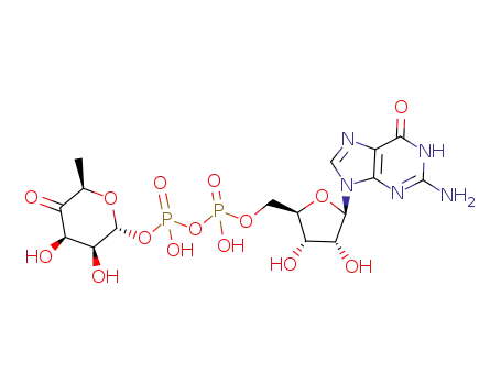 Molecular Structure of 18186-48-6 ([(2S,3S,4R,5R)-5-(2-amino-6-oxo-3H-purin-9-yl)-3,4-dihydroxy-oxolan-2-yl]methoxy-[[(2R,3R,4S,6S)-3,4-dihydroxy-6-methyl-5-oxo-oxan-2-yl]oxy-hydroxy-phosphoryl]oxy-phosphinic acid)