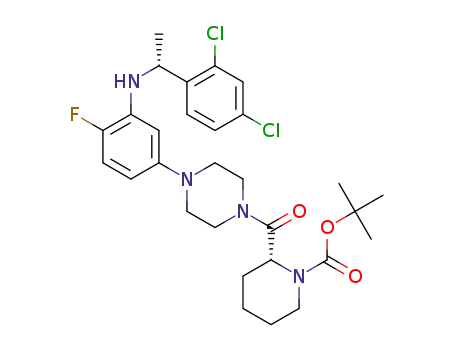 (R)-t-butyl 2-(4-(3-((R)-1-(2,4-dichlorophenyl)ethylamino)-4-fluorophenyl)piperazine-1-carbonyl)piperidine-1-carboxylate