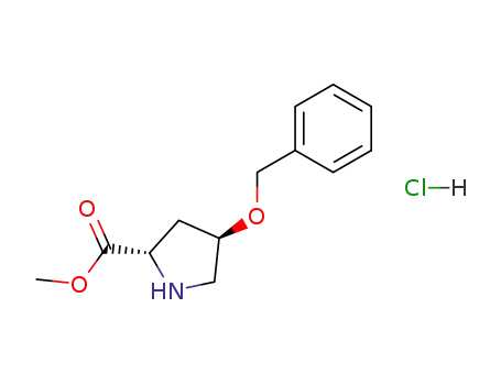 Molecular Structure of 66831-17-2 (L-Proline,4-(phenylmethoxy)-, methyl ester, hydrochloride (1:1), (4R)-)