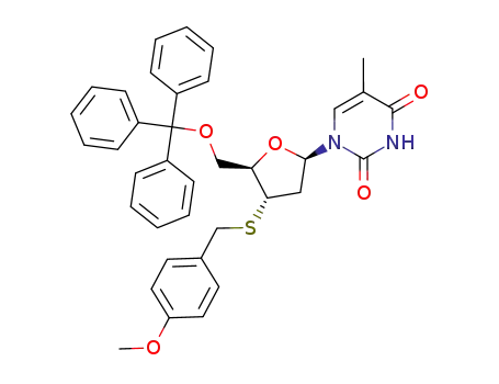 Molecular Structure of 1031759-50-8 (5'-O-trityl-3'-S-methoxybenzyl-3'-thiothymidine)
