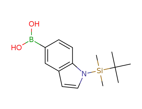 Molecular Structure of 913835-68-4 (1-(TERT-BUTYLDIMETHYLSILYL)-1H-INDOL-5-YLBORONIC ACID 97)
