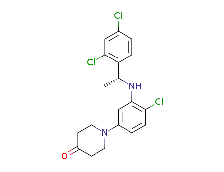 Molecular Structure of 1441793-68-5 ((R)-1-(4-chloro-3-(1-(2,4-dichlorophenyl)ethylamino)phenyl)piperidin-4-one)
