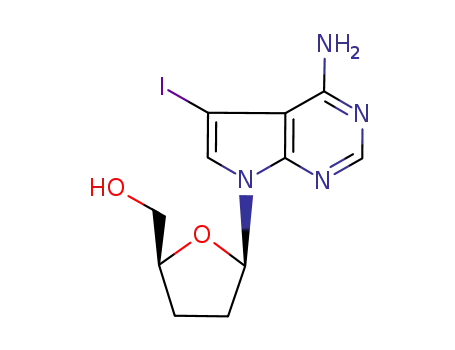 Molecular Structure of 114748-70-8 (7-Deaza-2',3'-Dideoxy-7-Iodo-Adenosine)