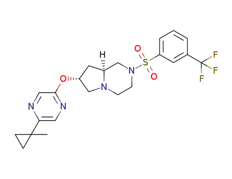 Molecular Structure of 1429199-52-9 ((7R,8aS)-7-{[5-(1-methylcyclopropyl)pyrazin-2-yl]oxy}-2-{[3-(trifluoromethyl)phenyl]sulfonyl}octahydropyrrolo[1,2-a]pyrazine)