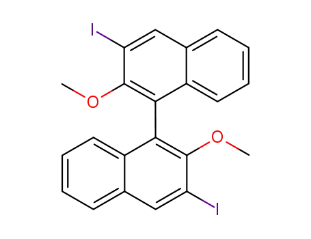 Molecular Structure of 394737-28-1 (1,1'-Binaphthalene, 3,3'-diiodo-2,2'-dimethoxy-, (1R)-)