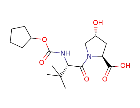 Molecular Structure of 877069-25-5 ((2S,4R)-1-((S)-2-(cyclopentyloxycarbonyl)-3,3-diMethylbutanoyl)-4-hydroxypyrrolidine-2-carboxylic acid)