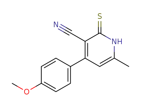 Molecular Structure of 109273-55-4 (3-Cyan-4-p-methoxy-phenyl-6-methyl-pyrid-2(1H)-thion)