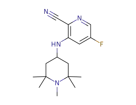 Molecular Structure of 1190424-32-8 (2-cyano-5-fluoro-3-(1,2,2,6,6-pentamethylpiperidin-4-yl)aminopyridine)