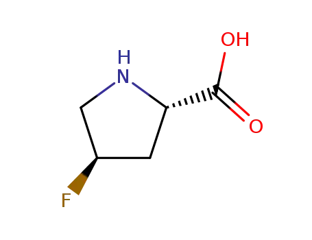Molecular Structure of 131176-02-8 ((2R,4S)-4-fluoropyrrolidine-2-carboxylic acid)