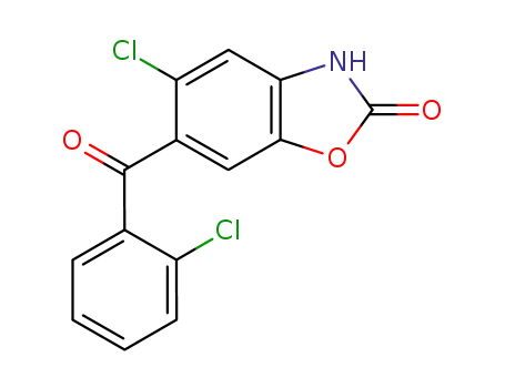 Molecular Structure of 95637-40-4 (2(3H)-Benzoxazolone, 5-chloro-6-(2-chlorobenzoyl)-)