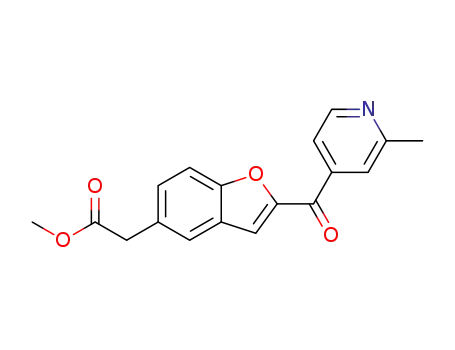 Molecular Structure of 1422053-20-0 (methyl 2-(2-(2-methylisonicotinoyl)benzofuran-5-yl)acetate)