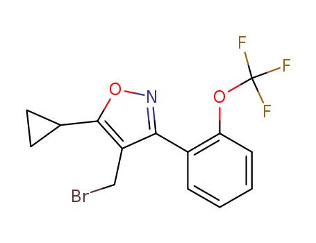 Molecular Structure of 946427-86-7 (4-(bromomethyl)-5-cyclopropyl-3-(2-(trifluoromethoxy)phenyl)isoxazole)