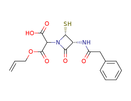 Molecular Structure of 114529-55-4 (Propanedioic acid,
[2-mercapto-4-oxo-3-[(phenylacetyl)amino]-1-azetidinyl]-,
mono-2-propenyl ester)