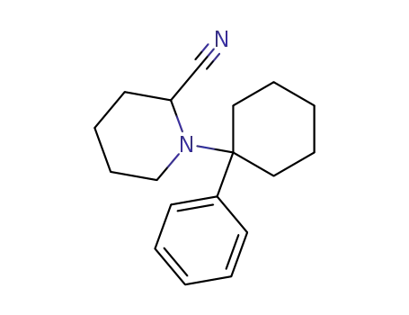 Molecular Structure of 81262-67-1 (2-Piperidinecarbonitrile, 1-(1-phenylcyclohexyl)-)