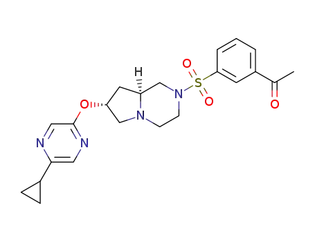 Molecular Structure of 1429197-81-8 (1-(3-{[(7R,8aS)-7-[(5-cyclopropylpyrazin-2-yl)oxy]hexahydropyrrolo[1,2-a]-pyrazin-2(1H)-yl]sulfonyl}phenyl)ethanone)