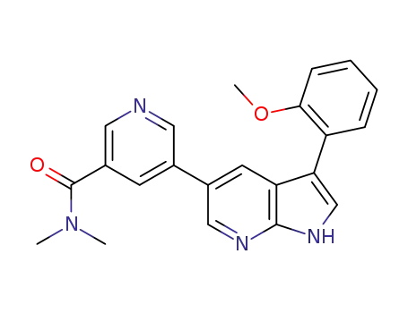 Molecular Structure of 875634-01-8 (3-PyridinecarboxaMide, 5-[3-(2-Methoxyphenyl)-1H-pyrrolo[2,3-b]pyridin-5-yl]-N,N-diMethyl-)