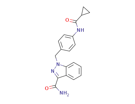 Molecular Structure of 1449714-08-2 (1-(4-(cyclopropanecarboxamido)benzyl)-1H-indazole-3-carboxamide)
