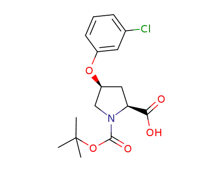 Molecular Structure of 686766-56-3 (1,2-Pyrrolidinedicarboxylic acid, 4-(3-chlorophenoxy)-,
1-(1,1-dimethylethyl) ester, (2S,4S)-)