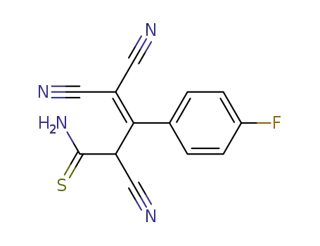 Molecular Structure of 105648-21-3 (2,4,4-Tricyano-3-(4-fluoro-phenyl)-but-3-enethioic acid amide)