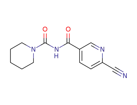 Molecular Structure of 1255650-79-3 (6-cyano-N-(piperidine-1-carbonyl)nicotinamide)