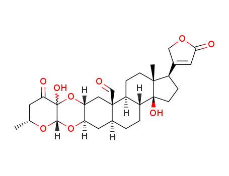Molecular Structure of 24321-47-9 ((2S,3R)-14-Hydroxy-19-oxo-2,3-[[(2S,3R,6R)-tetrahydro-3-hydroxy-6-methyl-4-oxo-2H-pyran-3,2-diyl]bisoxy]card-20(22)-enolide)