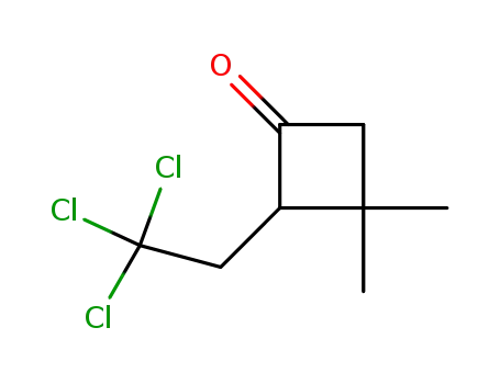 Molecular Structure of 68697-09-6 (2,-(2',2',2'-trichloroethyl)-3,3-dimethylcyclobutanone)