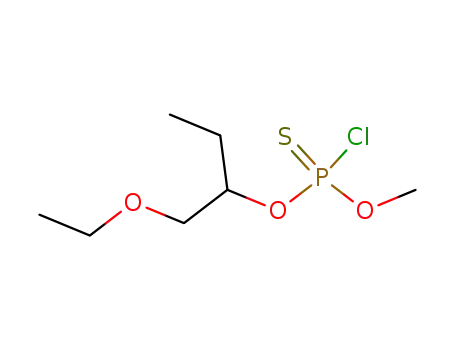 Molecular Structure of 28247-89-4 (thiophosphorochloridic acid <i>O</i>-(1-ethoxymethyl-propyl) ester <i>O</i>'-methyl ester)